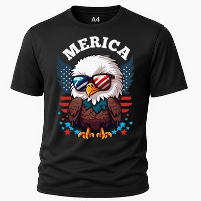 Merica Eagle Funny Patriotic Eagle Usa Flag Cooling Performance Crew T-Shirt