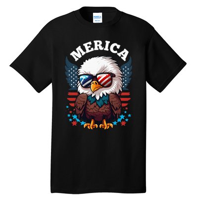 Merica Eagle Funny Patriotic Eagle Usa Flag Tall T-Shirt