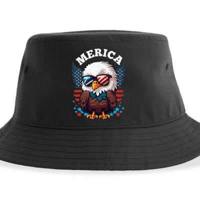 Merica Eagle Funny Patriotic Eagle Usa Flag Sustainable Bucket Hat