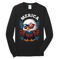 Merica Eagle Funny Patriotic Eagle Usa Flag Tall Long Sleeve T-Shirt