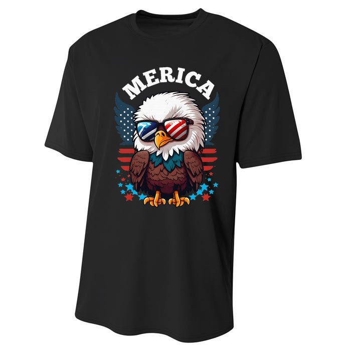 Merica Eagle Funny Patriotic Eagle Usa Flag Performance Sprint T-Shirt