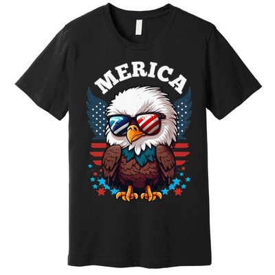 Merica Eagle Funny Patriotic Eagle Usa Flag Premium T-Shirt