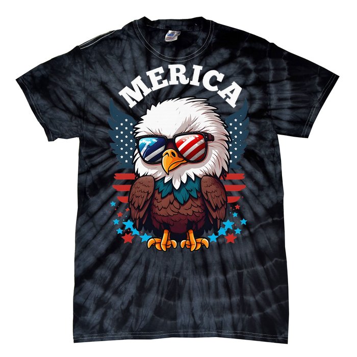 Merica Eagle Funny Patriotic Eagle Usa Flag Tie-Dye T-Shirt