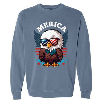 Merica Eagle Funny Patriotic Eagle Usa Flag Garment-Dyed Sweatshirt