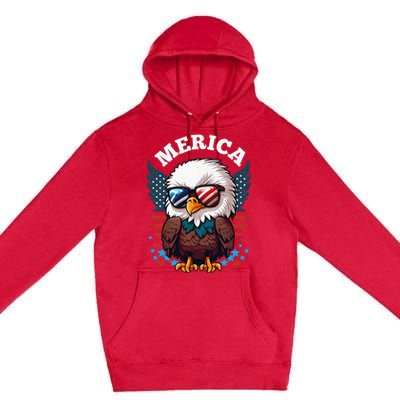 Merica Eagle Funny Patriotic Eagle Usa Flag Premium Pullover Hoodie