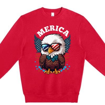 Merica Eagle Funny Patriotic Eagle Usa Flag Premium Crewneck Sweatshirt