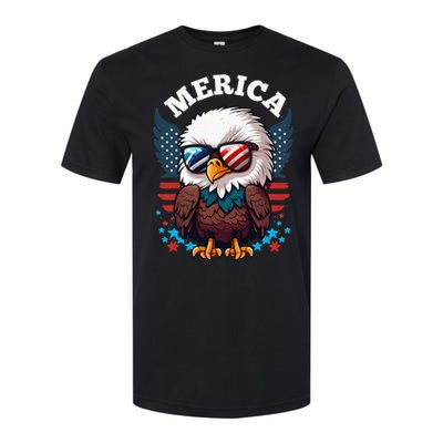 Merica Eagle Funny Patriotic Eagle Usa Flag Softstyle CVC T-Shirt