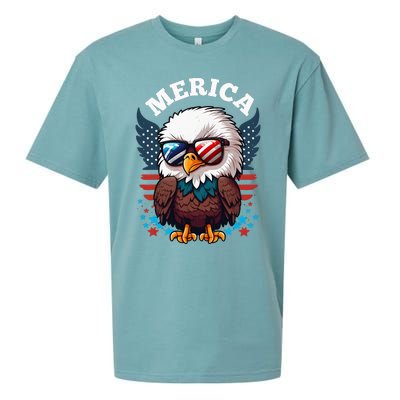 Merica Eagle Funny Patriotic Eagle Usa Flag Sueded Cloud Jersey T-Shirt