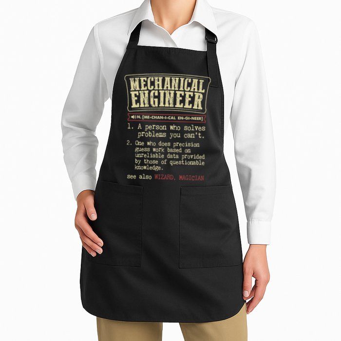 Mechanical Engineer Funny Dictionary Definition Full-Length Apron With Pockets