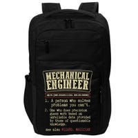 Mechanical Engineer Funny Dictionary Definition Impact Tech Backpack