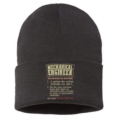 Mechanical Engineer Funny Dictionary Definition Sustainable Knit Beanie