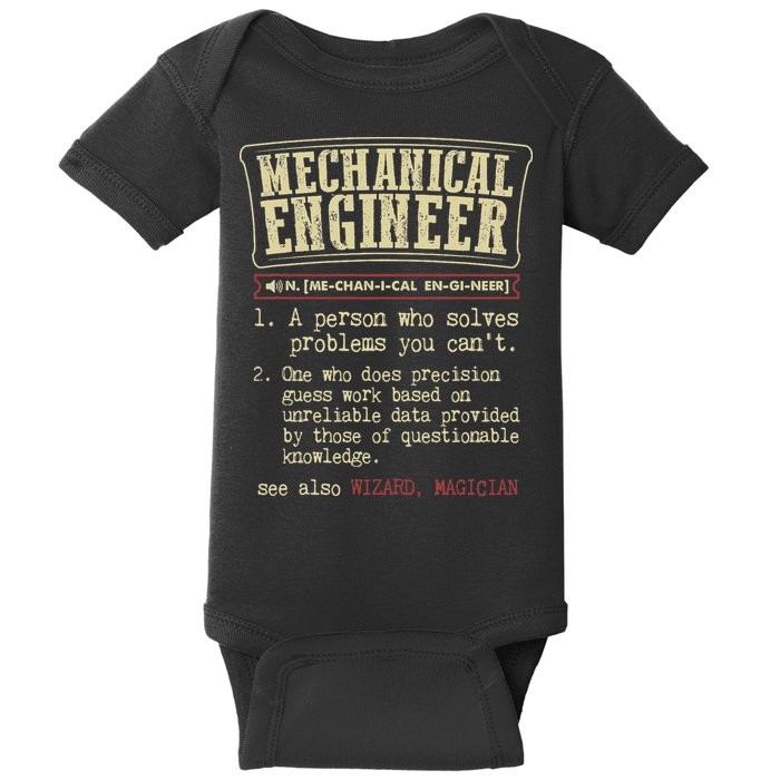 Mechanical Engineer Funny Dictionary Definition Baby Bodysuit
