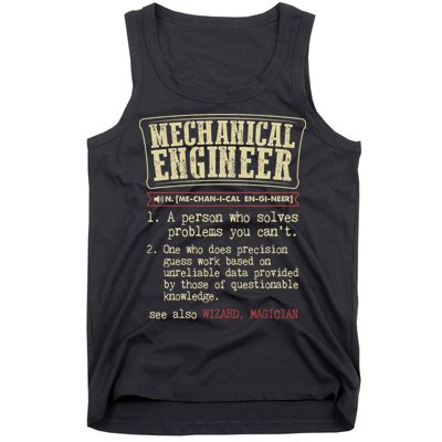Mechanical Engineer Funny Dictionary Definition Tank Top