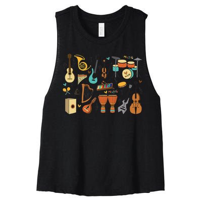 Music Education Funny For Music Teacher Women's Racerback Cropped Tank