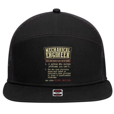 Mechanical Engineer Funny Gift Dictionary Definition Funny Gift 7 Panel Mesh Trucker Snapback Hat