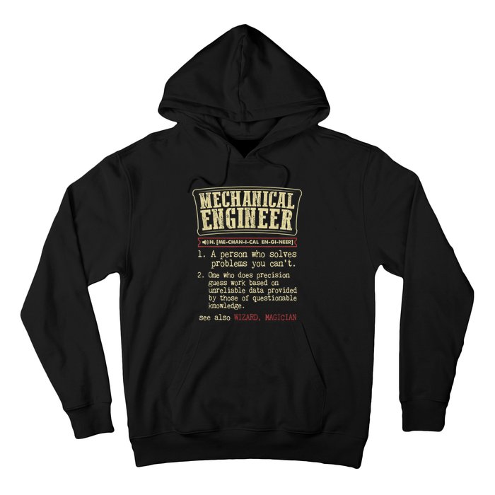 Mechanical Engineer Funny Gift Dictionary Definition Funny Gift Hoodie