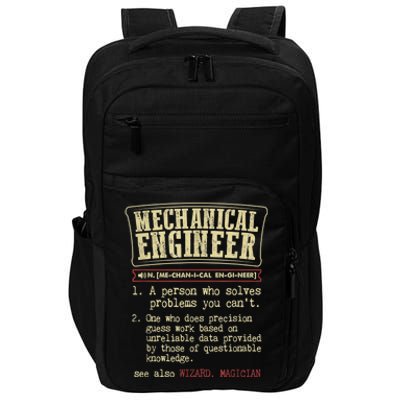 Mechanical Engineer Funny Gift Dictionary Definition Funny Gift Impact Tech Backpack