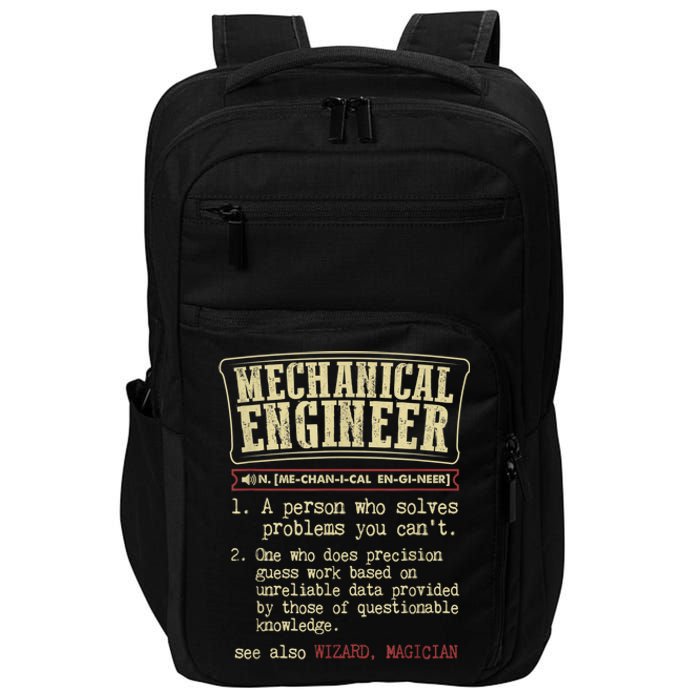 Mechanical Engineer Funny Gift Dictionary Definition Funny Gift Impact Tech Backpack