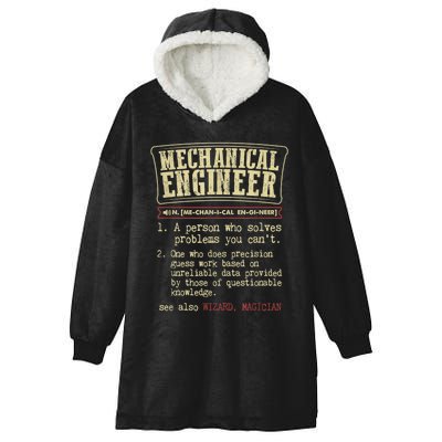 Mechanical Engineer Funny Gift Dictionary Definition Funny Gift Hooded Wearable Blanket