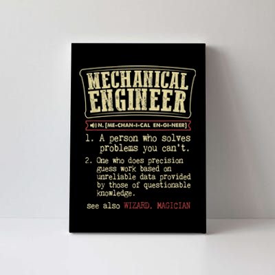 Mechanical Engineer Funny Gift Dictionary Definition Funny Gift Canvas