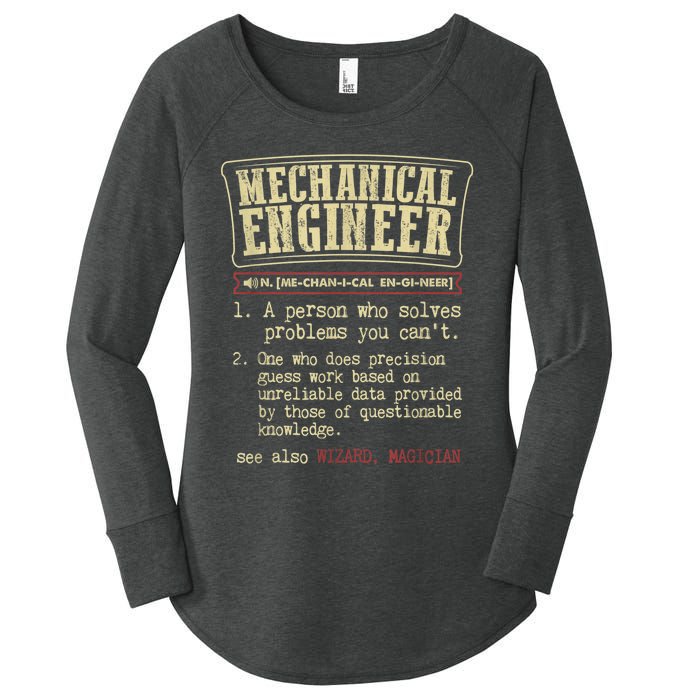 Mechanical Engineer Funny Gift Dictionary Definition Funny Gift Women's Perfect Tri Tunic Long Sleeve Shirt