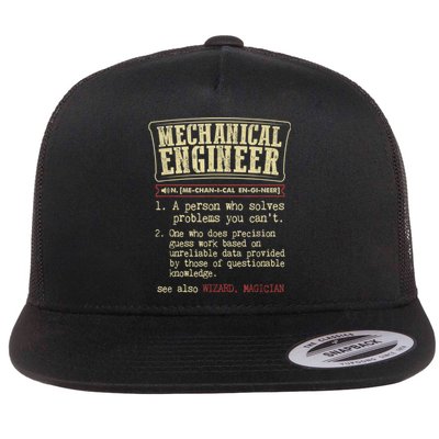 Mechanical Engineer Funny Gift Dictionary Definition Funny Gift Flat Bill Trucker Hat