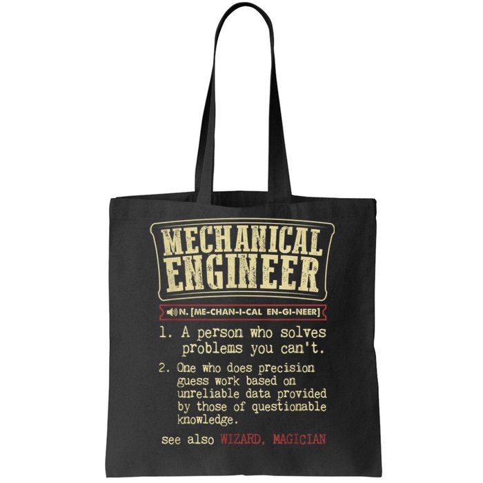 Mechanical Engineer Funny Gift Dictionary Definition Funny Gift Tote Bag