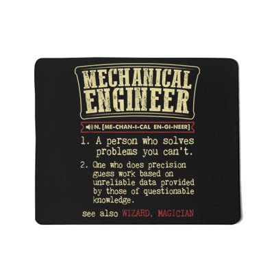 Mechanical Engineer Funny Gift Dictionary Definition Funny Gift Mousepad