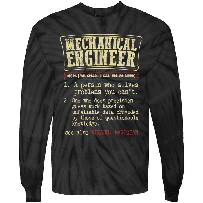 Mechanical Engineer Funny Gift Dictionary Definition Funny Gift Tie-Dye Long Sleeve Shirt