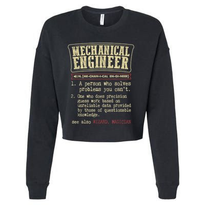 Mechanical Engineer Funny Gift Dictionary Definition Funny Gift Cropped Pullover Crew