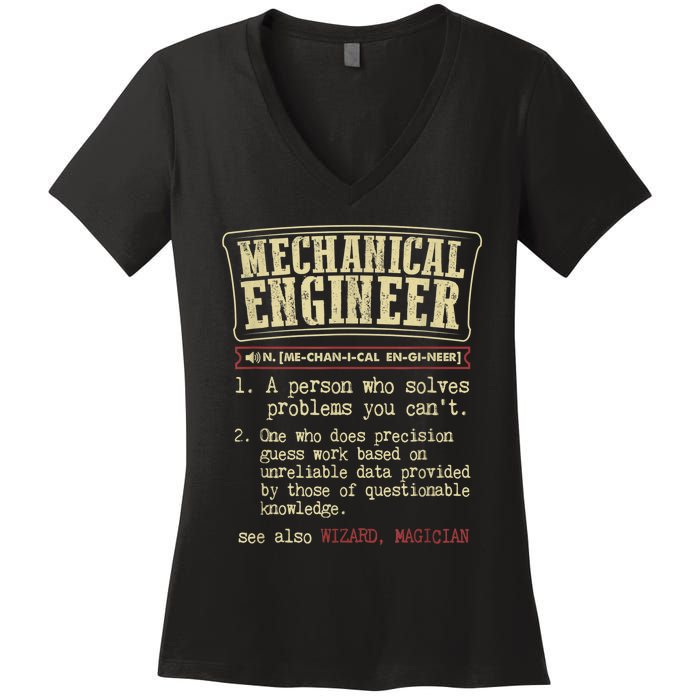 Mechanical Engineer Funny Gift Dictionary Definition Funny Gift Women's V-Neck T-Shirt