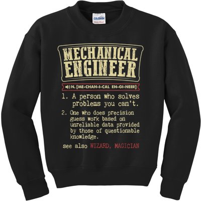 Mechanical Engineer Funny Gift Dictionary Definition Funny Gift Kids Sweatshirt