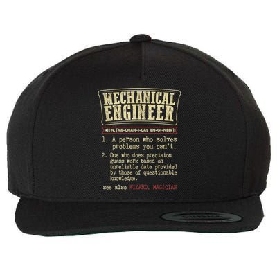 Mechanical Engineer Funny Gift Dictionary Definition Funny Gift Wool Snapback Cap