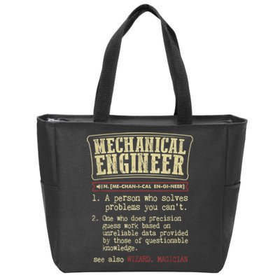 Mechanical Engineer Funny Gift Dictionary Definition Funny Gift Zip Tote Bag