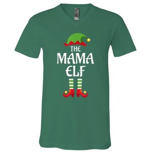 Mama Elf Family Matching Group Christmas V-Neck T-Shirt