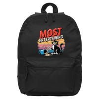 Most Entertaining Funny Retro Coffee Spilling Cat Sarcastic 16 in Basic Backpack
