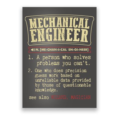 Mechanical Engineer Funny Dictionary Definition Poster