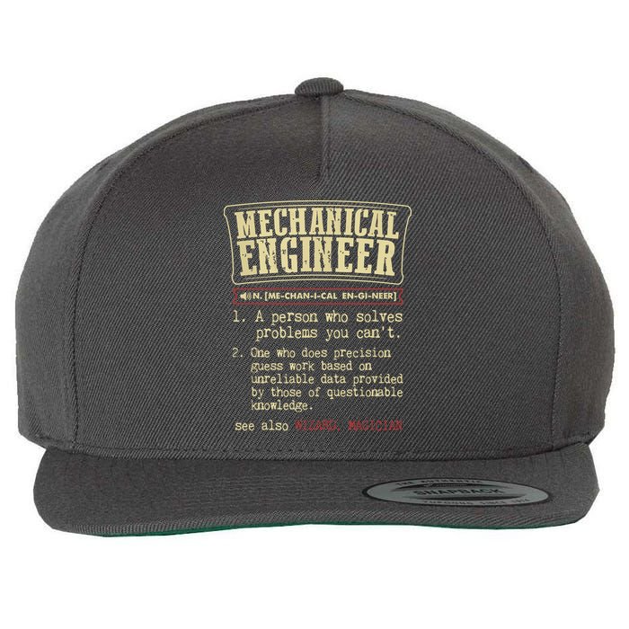 Mechanical Engineer Funny Dictionary Definition Wool Snapback Cap
