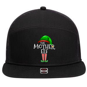 Mother Elf Family Matching Group Christmas Gift Mommy Mom Funny Gift 7 Panel Mesh Trucker Snapback Hat