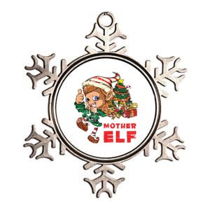 Mother Elf Family Xmas Pajama Mom Gift Mother Gift Metallic Star Ornament