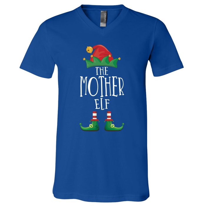 Mother Elf Funny Family Matching Group Christmas Party Elf Gift V-Neck T-Shirt