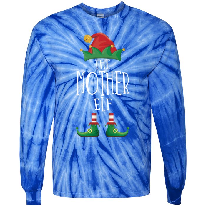 Mother Elf Funny Family Matching Group Christmas Party Elf Gift Tie-Dye Long Sleeve Shirt