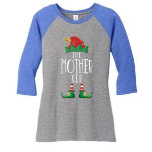 Mother Elf Funny Family Matching Group Christmas Party Elf Gift Women's Tri-Blend 3/4-Sleeve Raglan Shirt