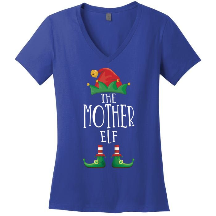 Mother Elf Funny Family Matching Group Christmas Party Elf Gift Women's V-Neck T-Shirt