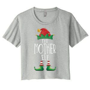 Mother Elf Funny Family Matching Group Christmas Party Elf Gift Women's Crop Top Tee