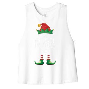 Mother Elf Funny Family Matching Group Christmas Party Elf Gift Women's Racerback Cropped Tank