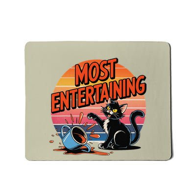 Most Entertaining Funny Retro Coffee Spilling Cat Sarcastic Mousepad