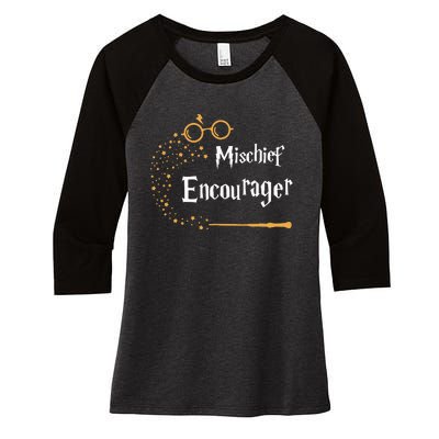 Mischief Encourager Family Mischief Matching Halloween Women's Tri-Blend 3/4-Sleeve Raglan Shirt