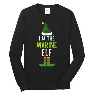 Marine Elf Funny Christmas Pajama Tall Long Sleeve T-Shirt