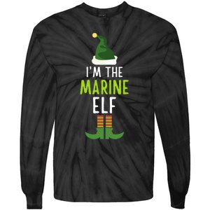 Marine Elf Funny Christmas Pajama Tie-Dye Long Sleeve Shirt